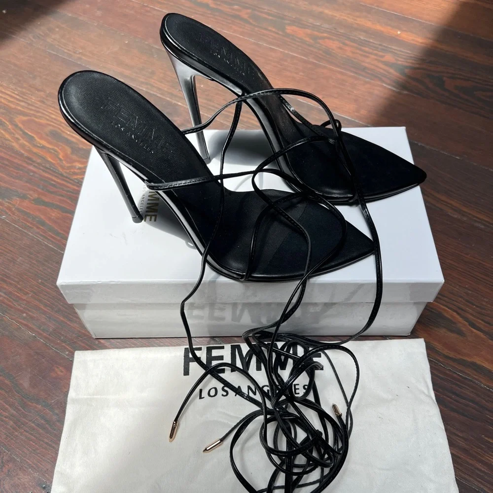 FEMME Los Angeles Luce Minimale - Black Strappy High Heel Sandals